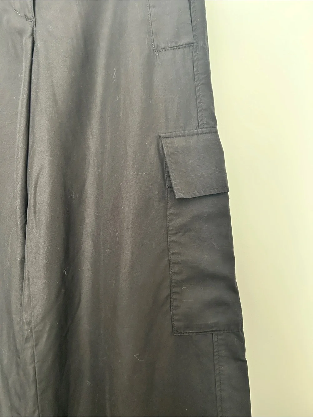COS black cargo trousers wide leg linen blend pants 4